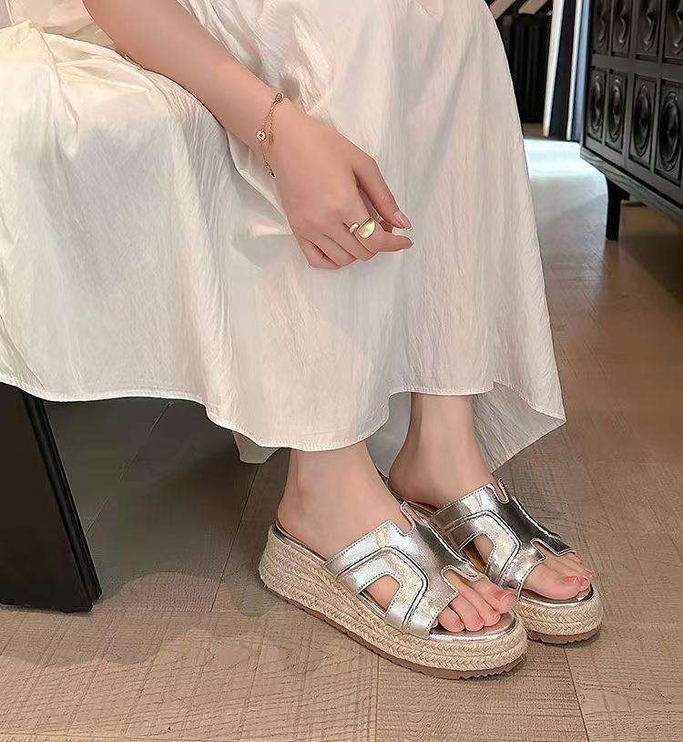 趙露思同款厚底編織拖M492