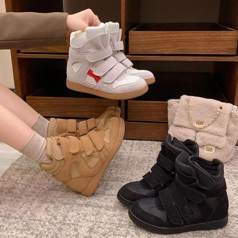 2025秋冬新款魔鬼氈百搭拼色休閒內增高鞋M668