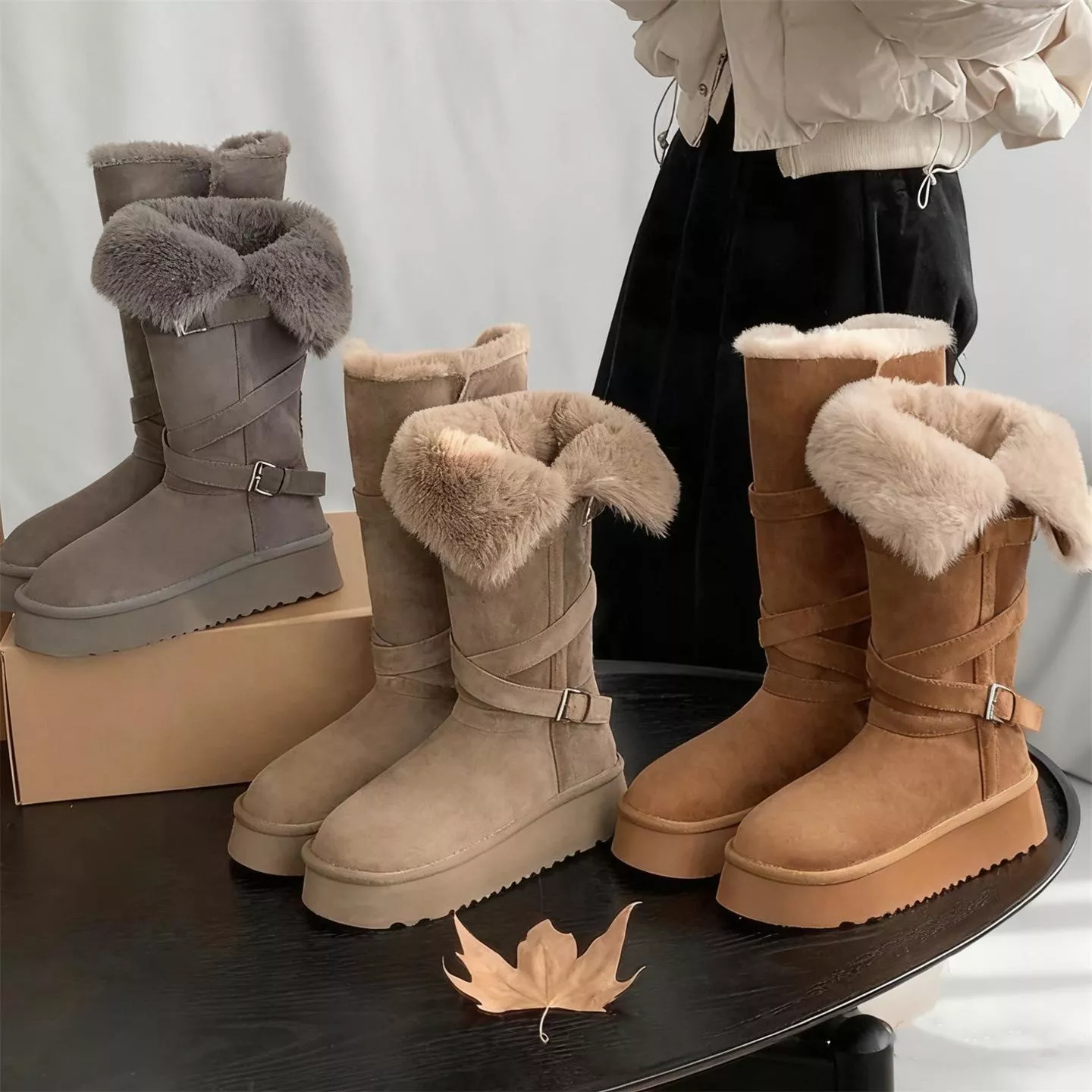 2025冬季厚底增高加絨加厚高筒保暖棉鞋M670