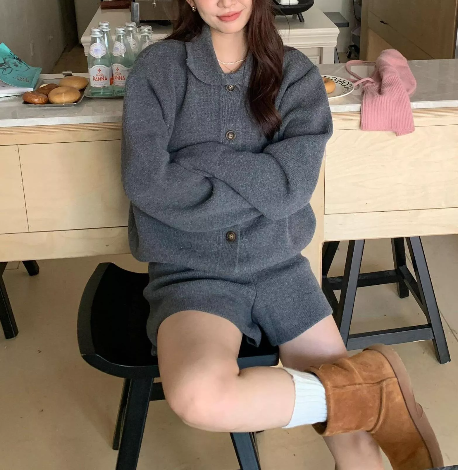 2025翻領針織開襟衫套裝B165