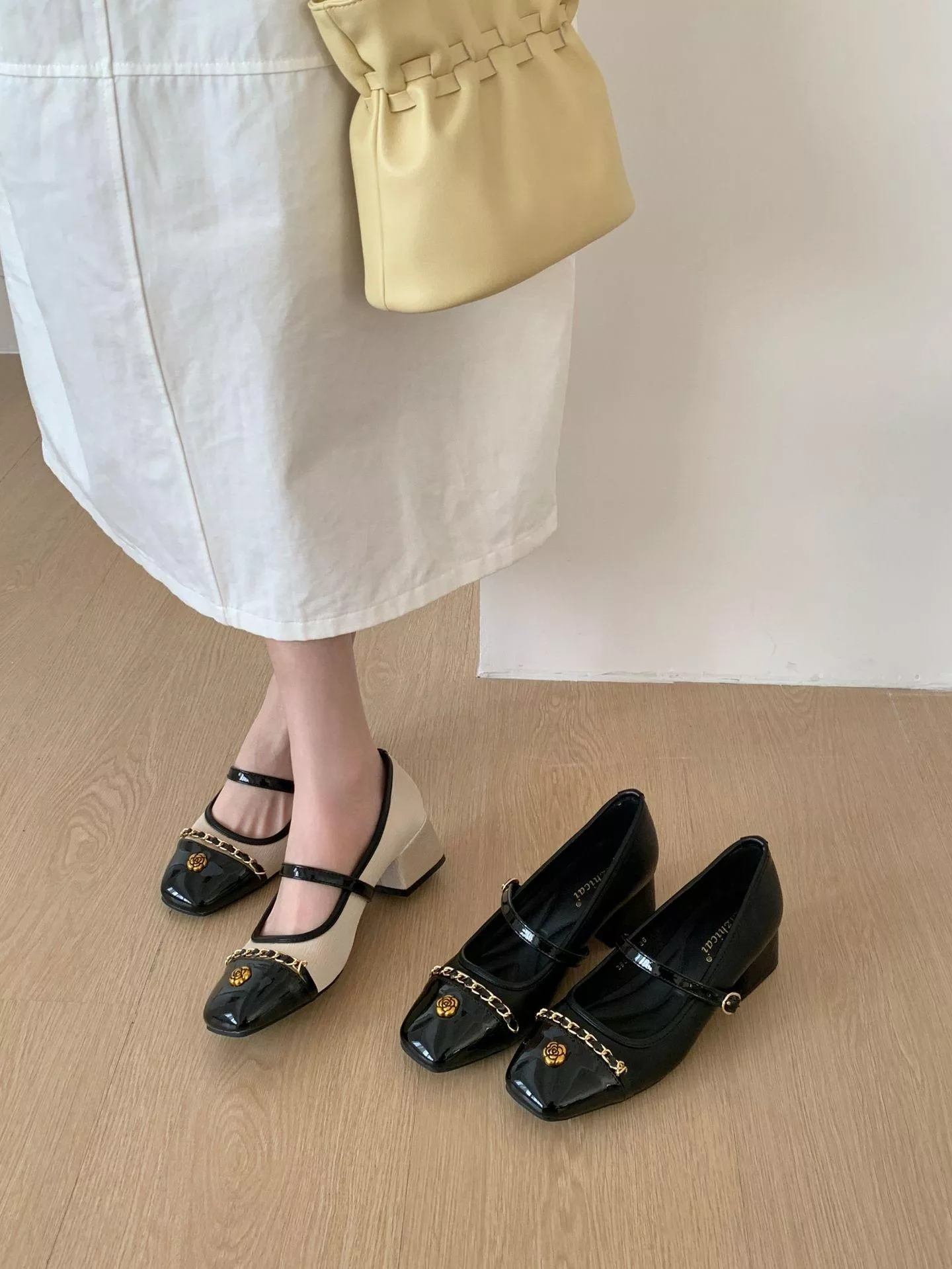 2026粗跟法式小香風方頭瑪莉珍單鞋A2621