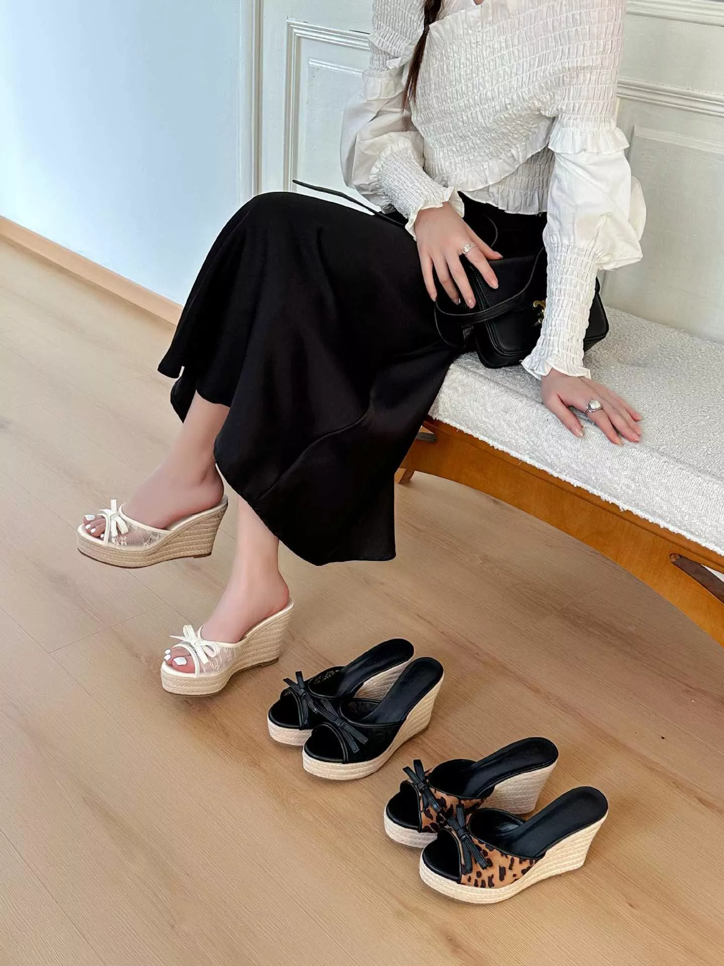 2026夏季新款編織麻繩厚底坡跟涼拖鞋A2624