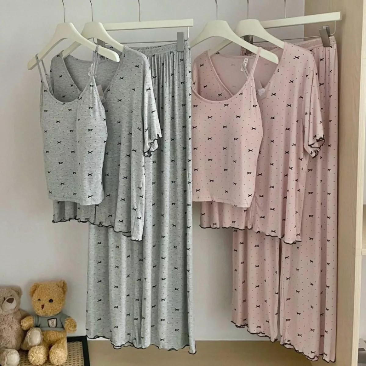 春夏莫代爾涼感自帶胸墊三件套家居服B185