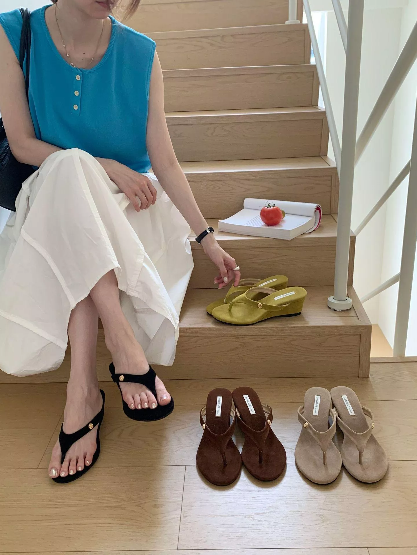 2026新款坡跟法式夾趾人字拖鞋A2653