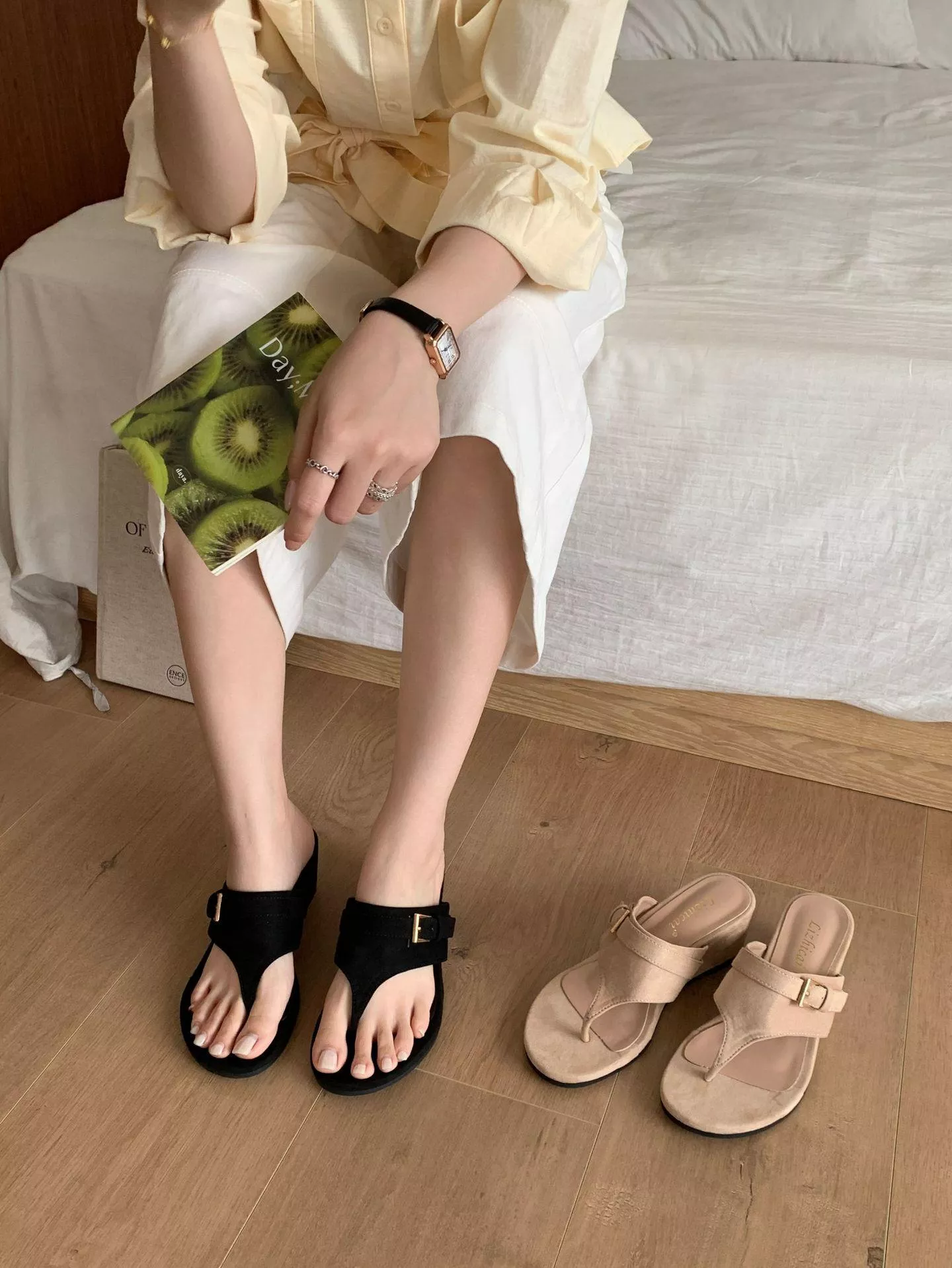 2026坡跟法式夾趾人字拖鞋 A2659