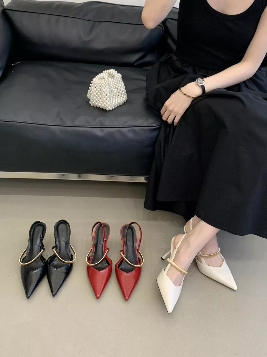 2026法式氣質尖頭細跟高跟包頭扣帶涼鞋A2663