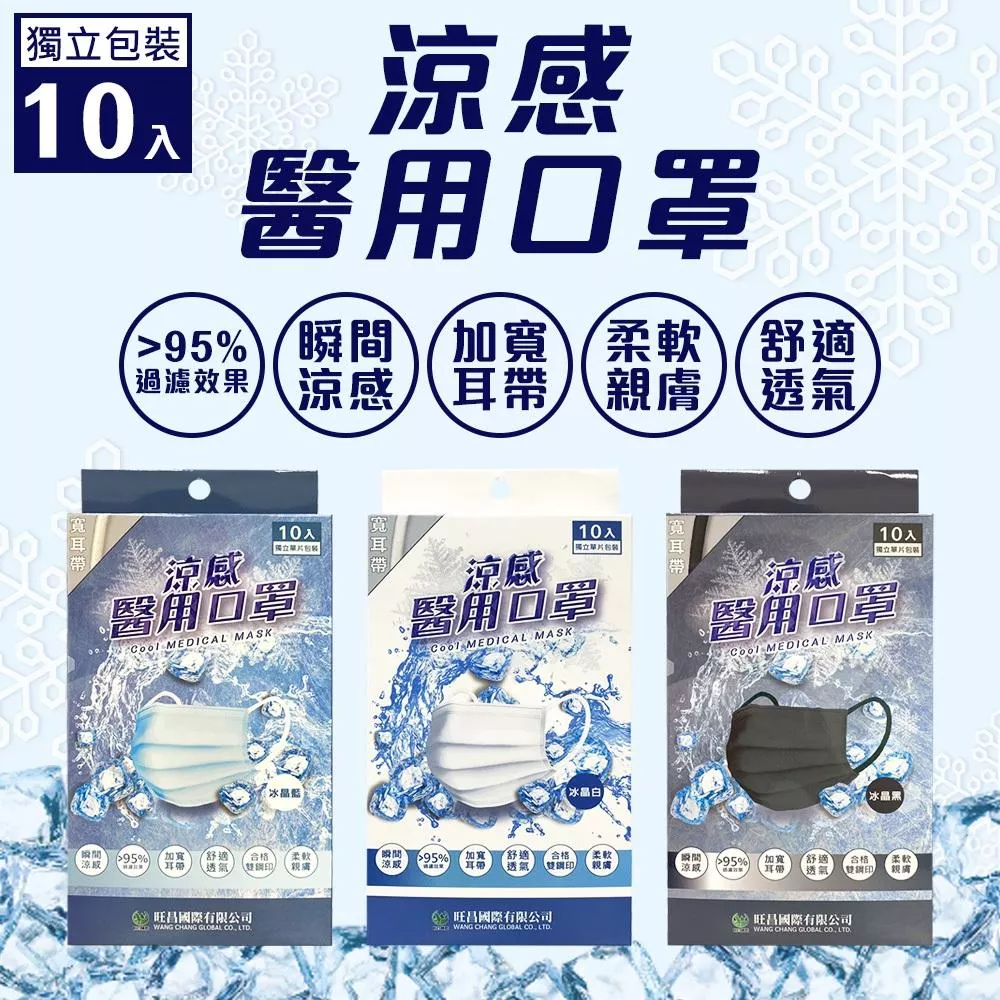 旺昌 涼感醫用口罩10入(獨立包裝)