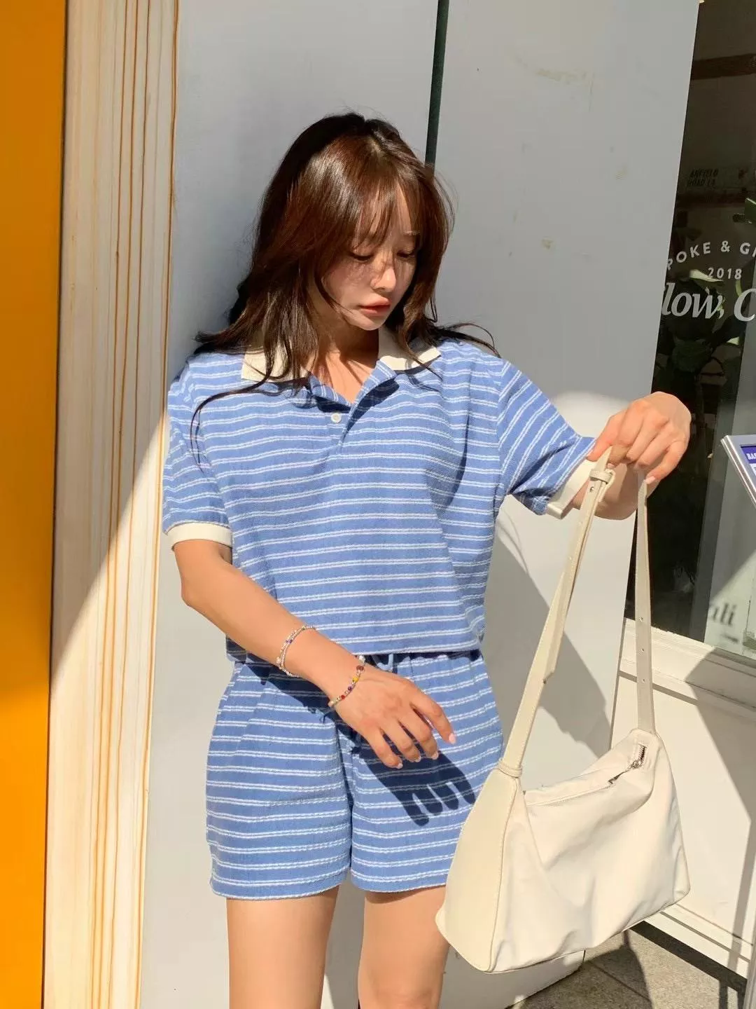 韓國東大門直送｜條紋小翻領短套裝🇰🇷