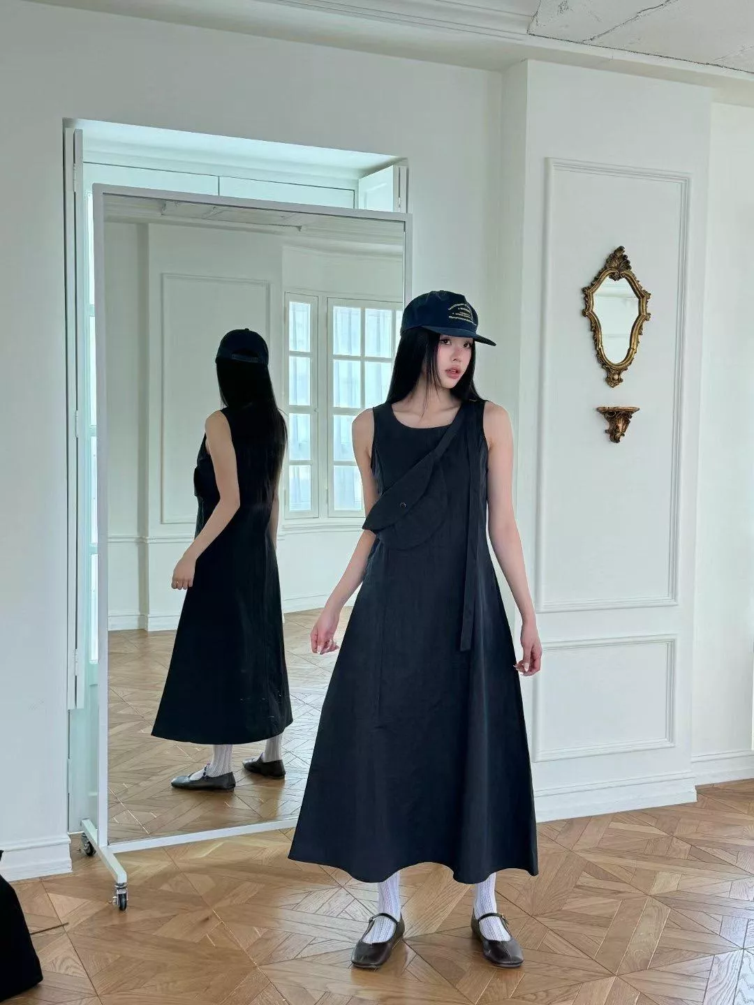 韓國東大門直送｜無袖長洋裝＋包包 套裝