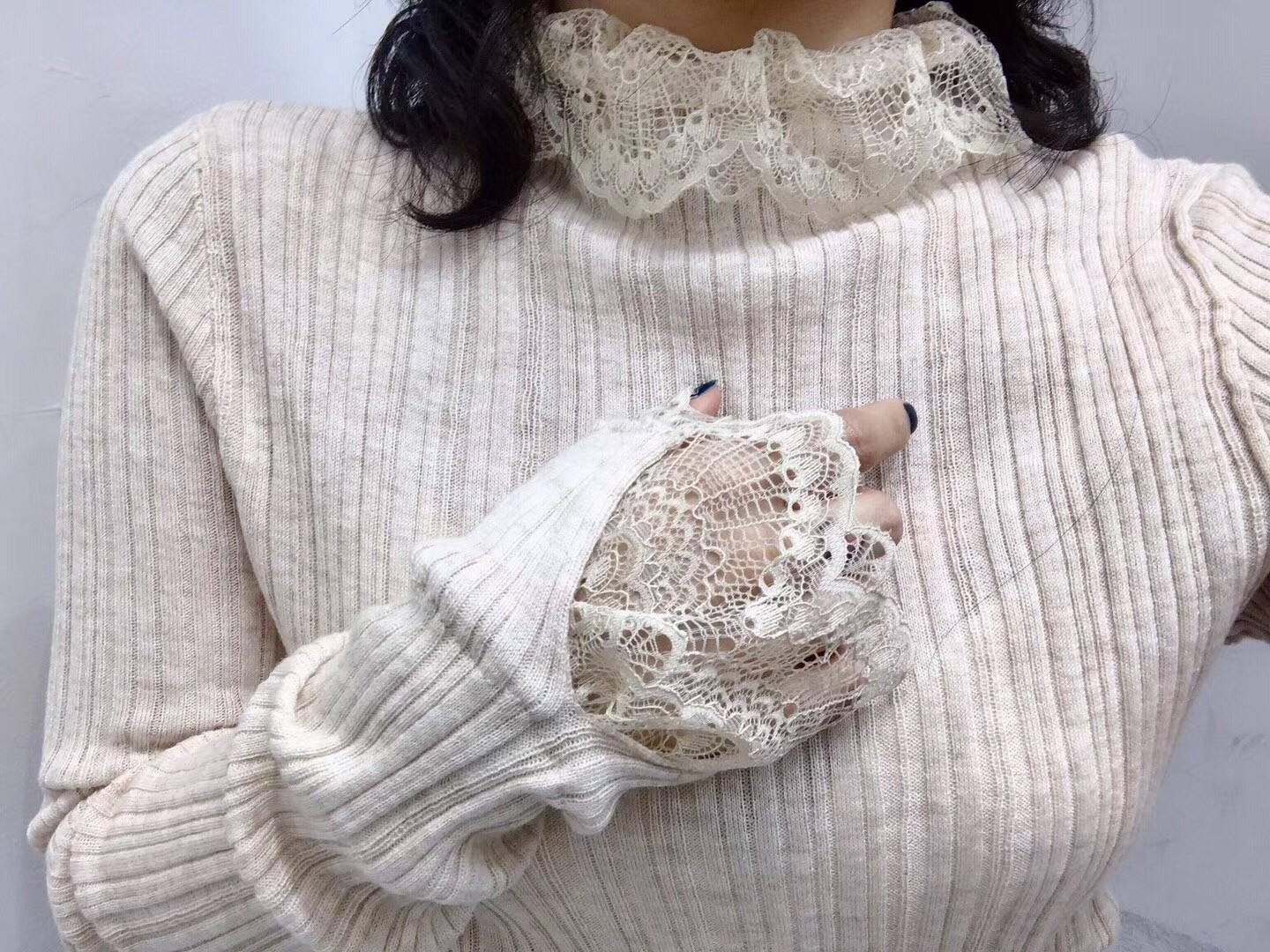 蕾絲領口及蕾絲袖口上衣(價格詢問請加賴ID:073106108一對一客服
