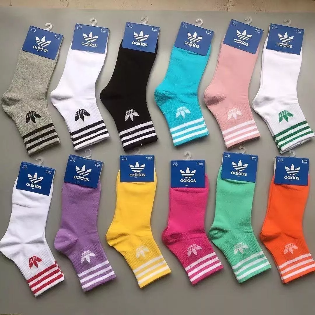 Kaus kaki Adidas Premium banyak warna 1set isi 5pc 🧦 棉質運動襪三道條中筒襪一組5雙