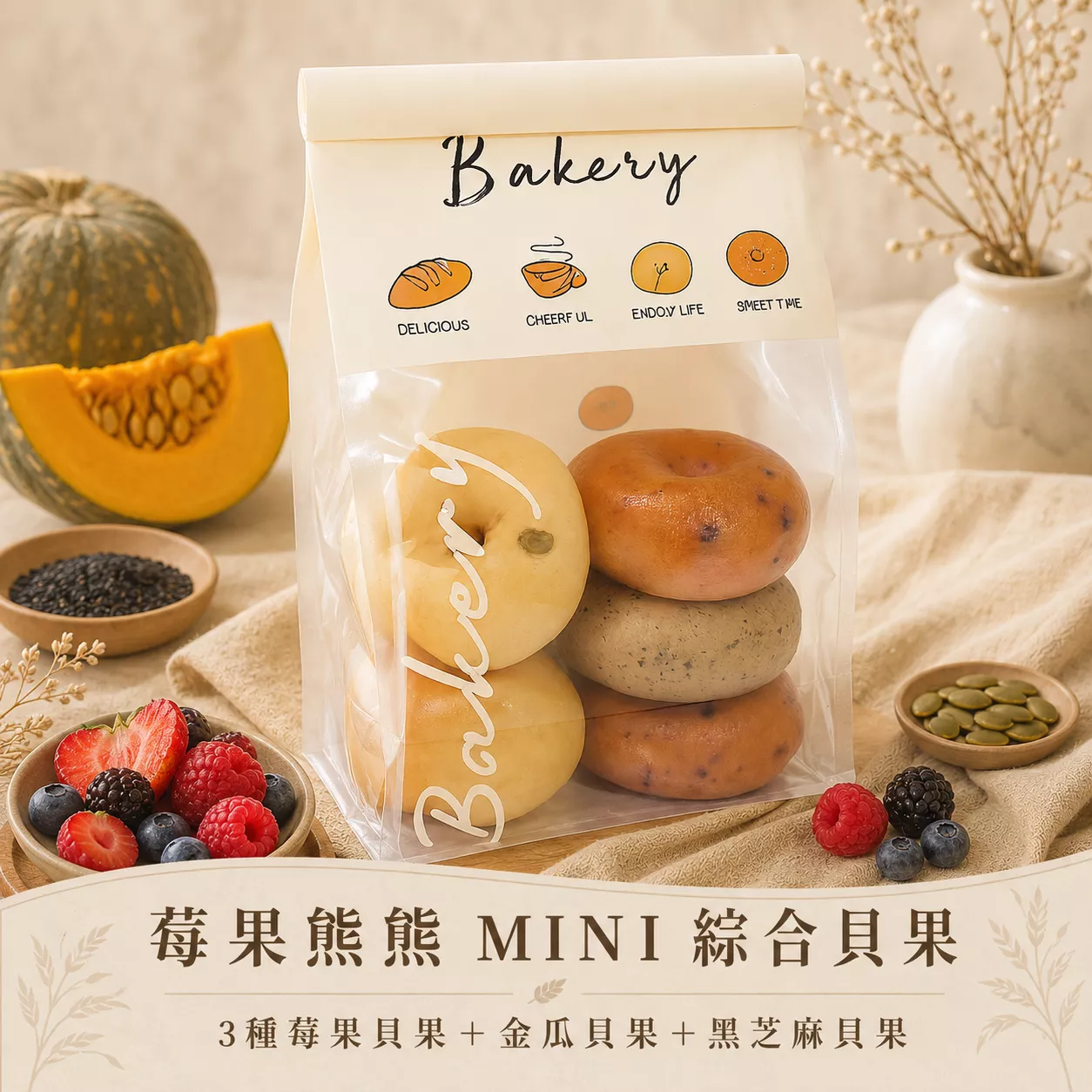 莓果營養_綜合MINI貝果袋五入裝