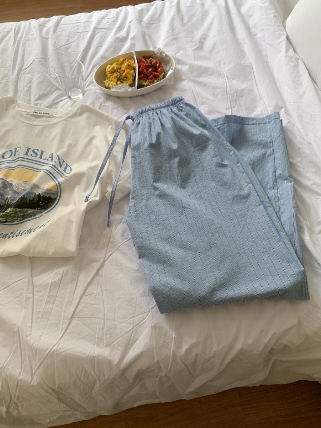 23P正韓夏季直條紋休閒褲