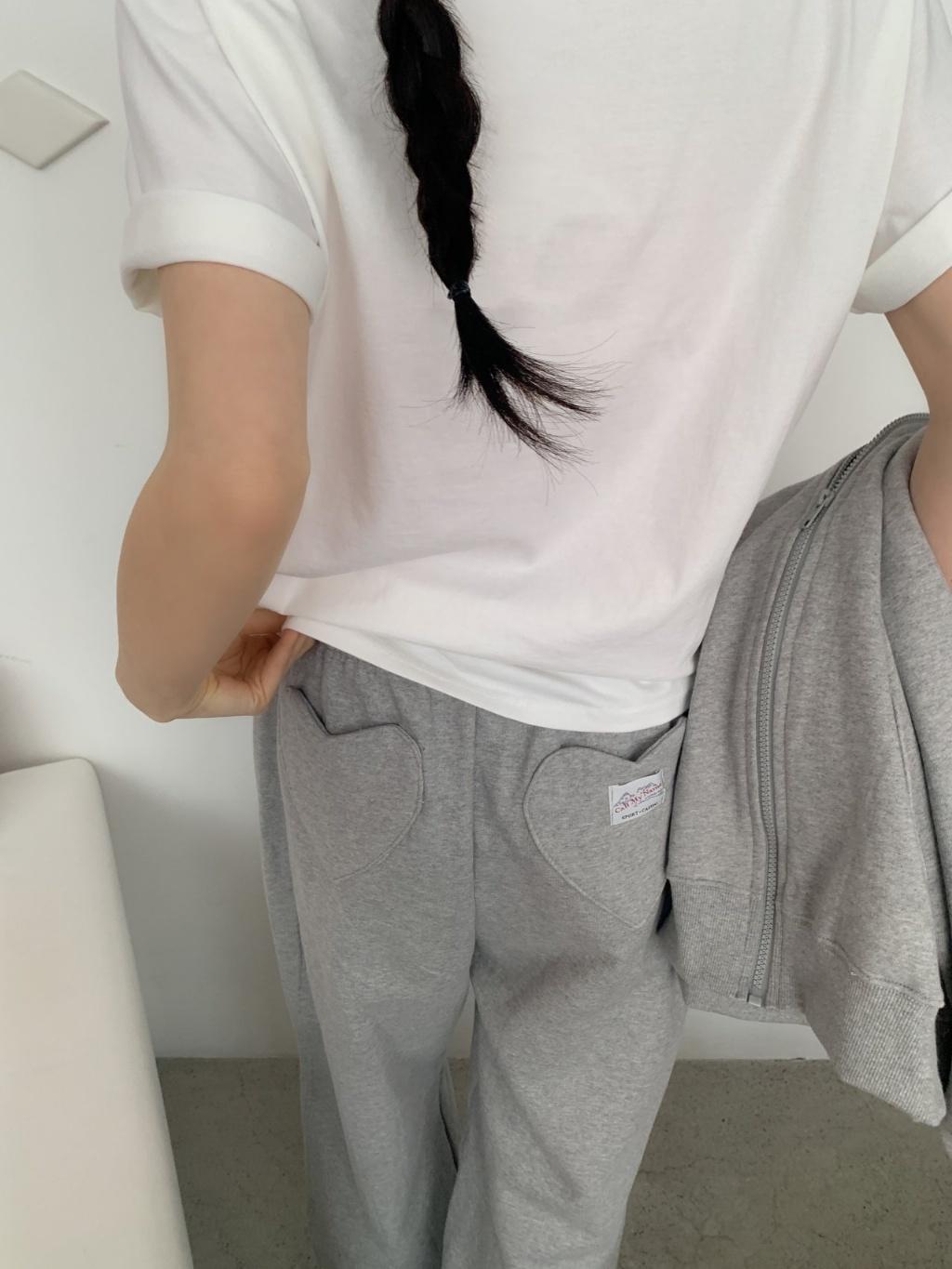 23P正韓夏季愛心後口袋休閒褲