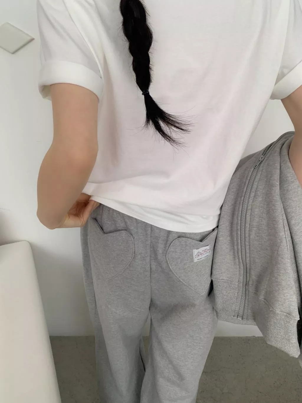 23P正韓夏季愛心後口袋休閒褲