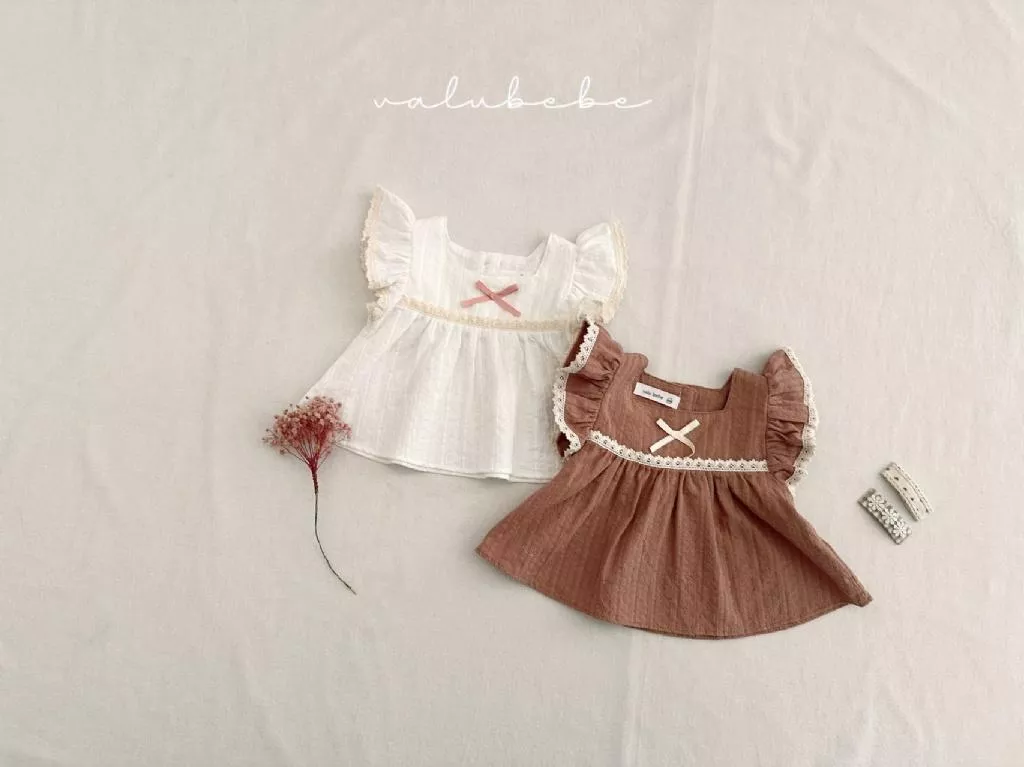 正韓Valubebe 23P 小蝴蝶結荷葉袖上衣