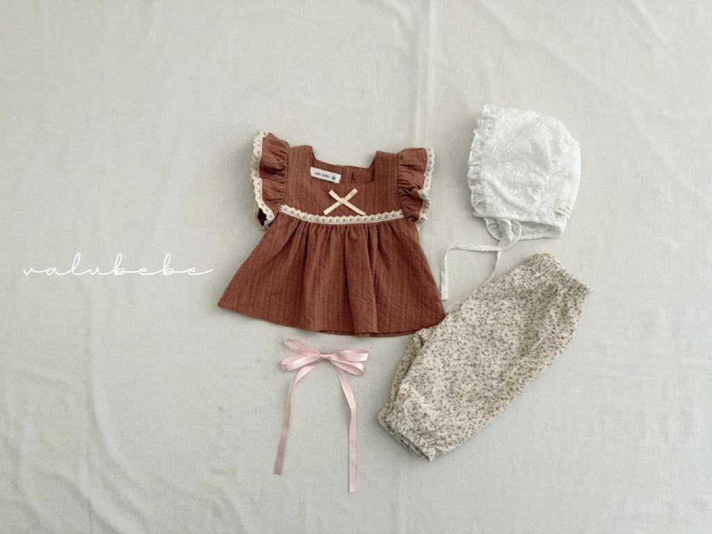 正韓Valubebe 23P 小蝴蝶結荷葉袖上衣