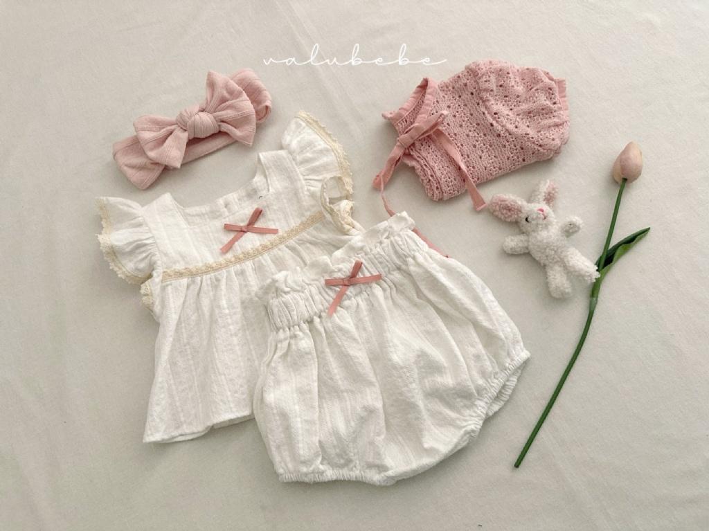 正韓Valubebe 23P 小蝴蝶結荷葉袖上衣