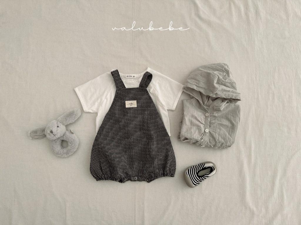 正韓Valubebe 23P小格紋吊帶連身褲
