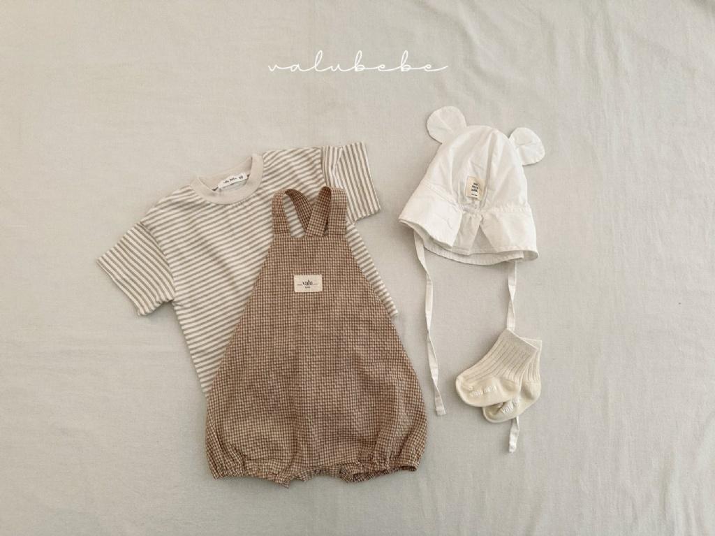 正韓Valubebe 23P小格紋吊帶連身褲