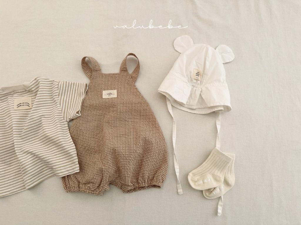 正韓Valubebe 23P小格紋吊帶連身褲