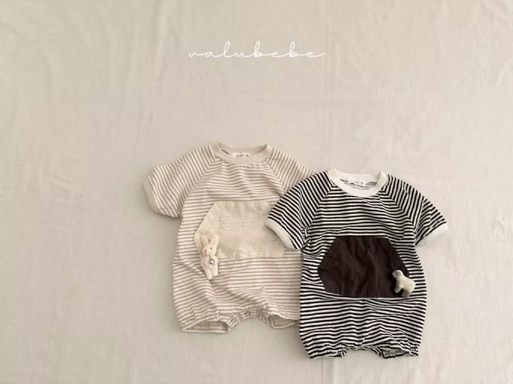 正韓Valubebe 23P小玩偶條紋連身衣