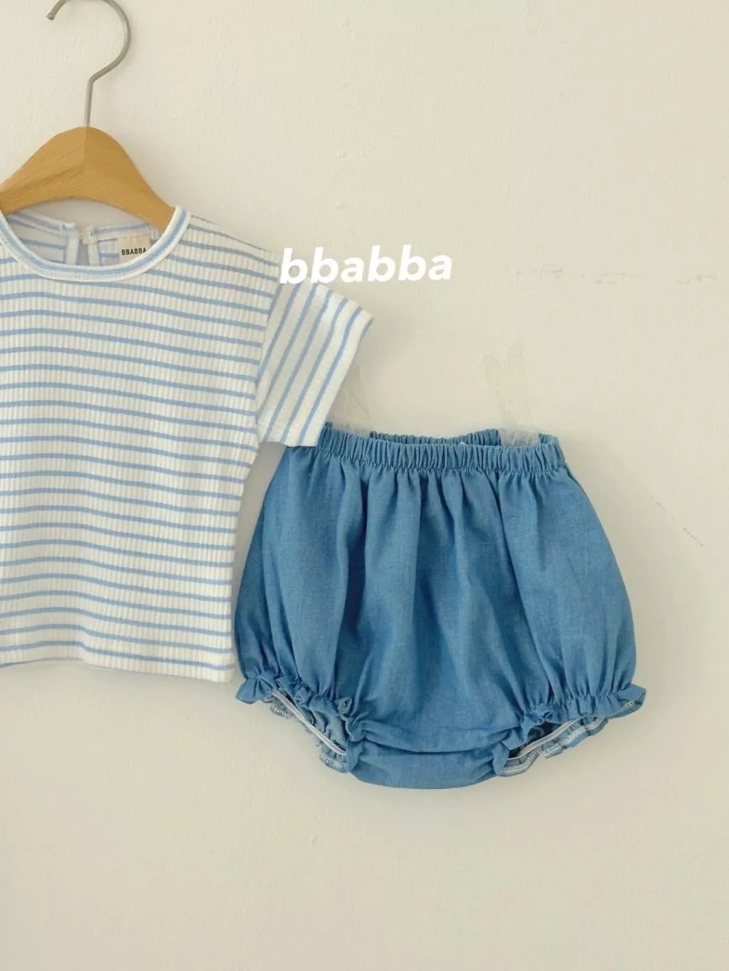 23P正韓藍色休閒短褲-Baby