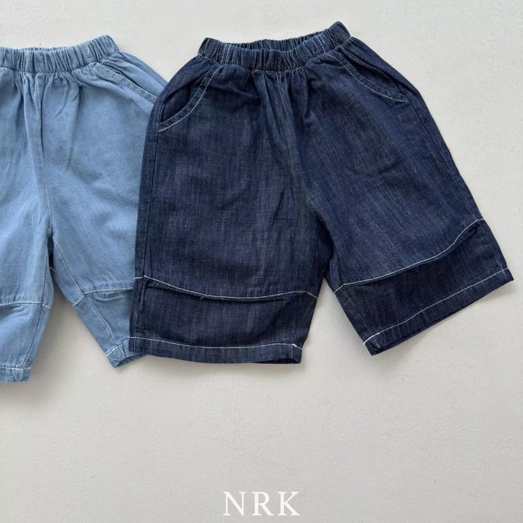 Nrk 25P 雙層縫線牛仔短褲