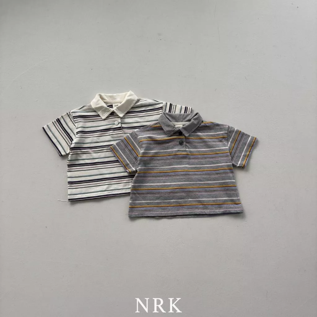 Nrk 25P 混色條紋POLO上衣