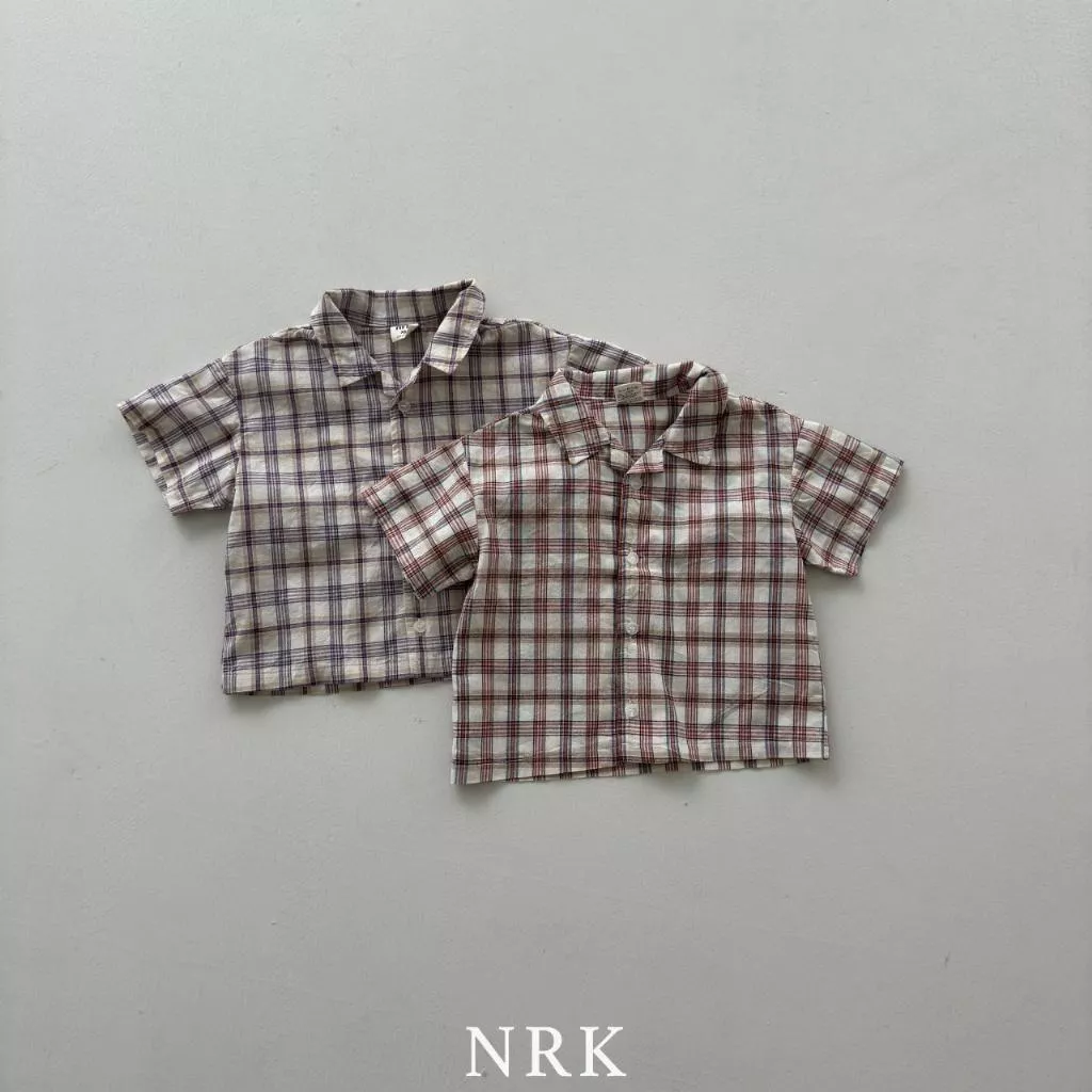 Nrk 25P短袖格子襯衫