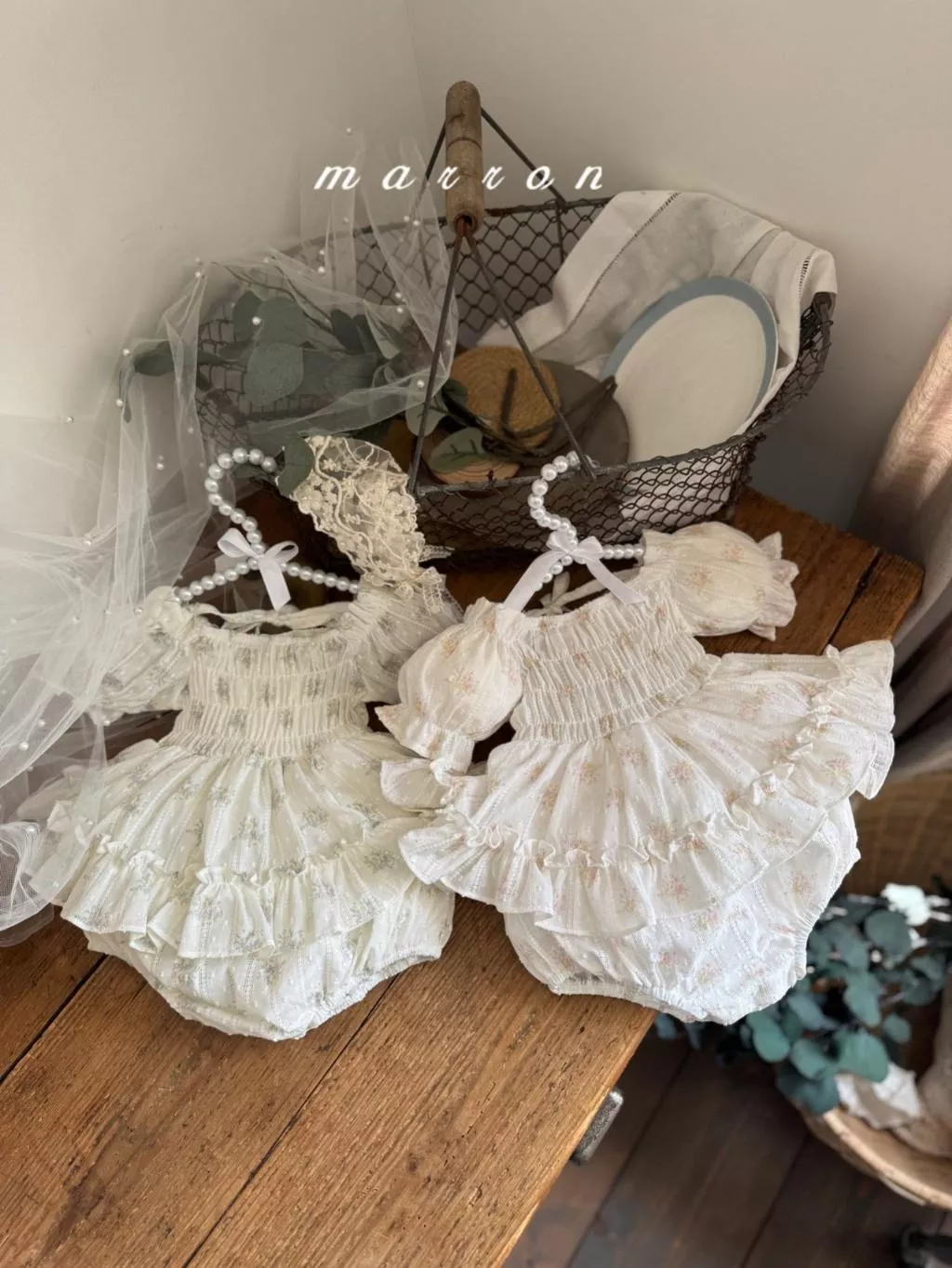 Marron  25P 法式碎花澎澎公主包屁衣