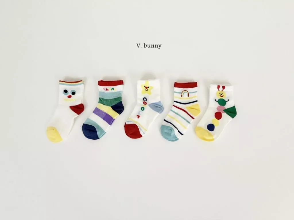 Vbunny 25P 笑臉彩虹襪襪套組