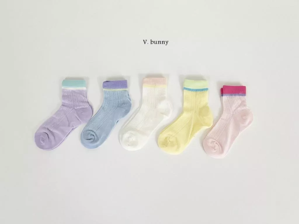 Vbunny 25P雙色拼接襪襪套組