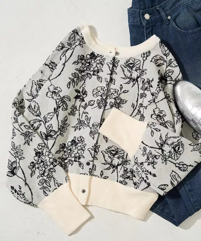 預購🇯🇵針葉花紋 2WAY 針織外套上衣