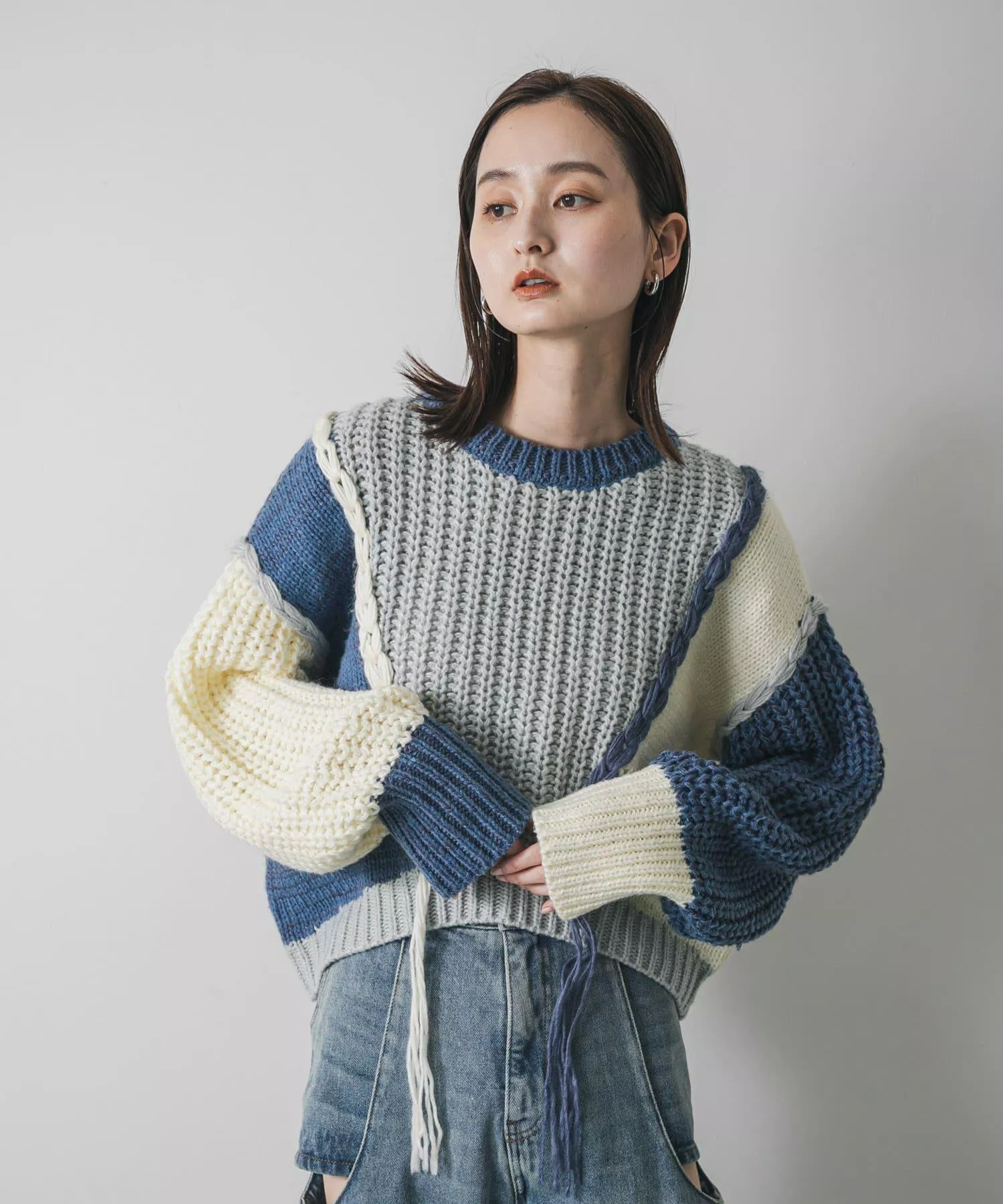 預購🇯🇵 多色設計拼接毛衣