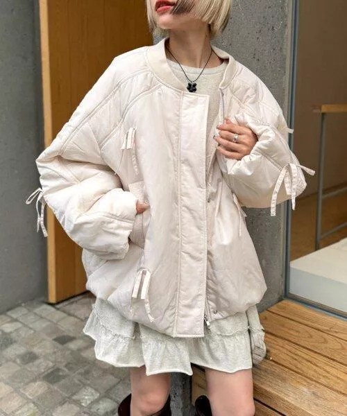 預購🇯🇵W closet 蝴蝶結綁帶鋪棉外套