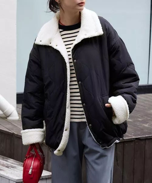 預購🇯🇵2WAY 雙面絎縫羊羔毛羽絨高領外套