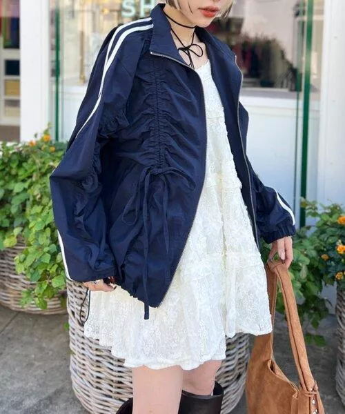 預購🇯🇵酷甜必備！w closet 蝴蝶結抓皺運動外套