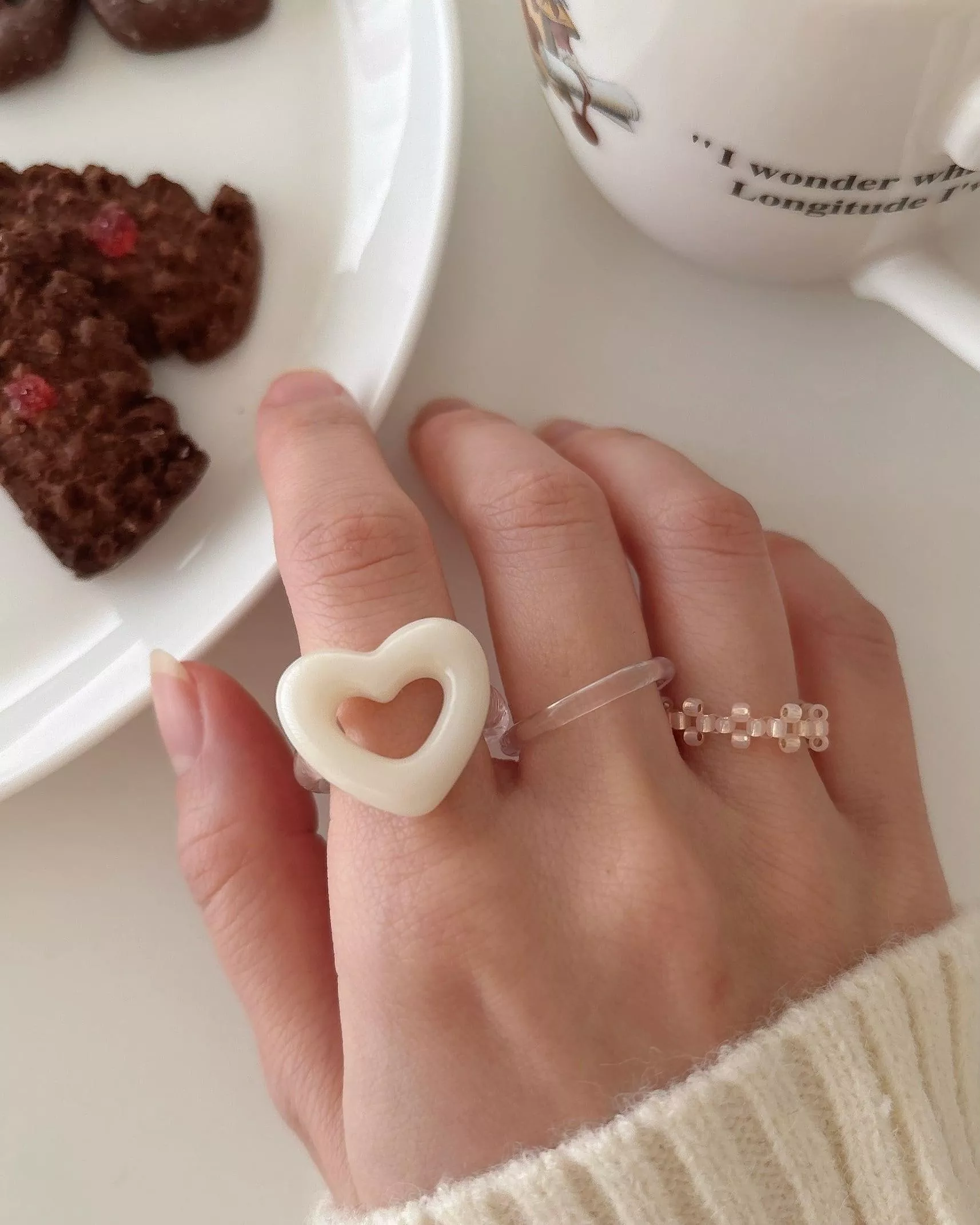 預購🇯🇵日本 Soufflé Heart 泡泡之心♡手工戒｜奶白透明