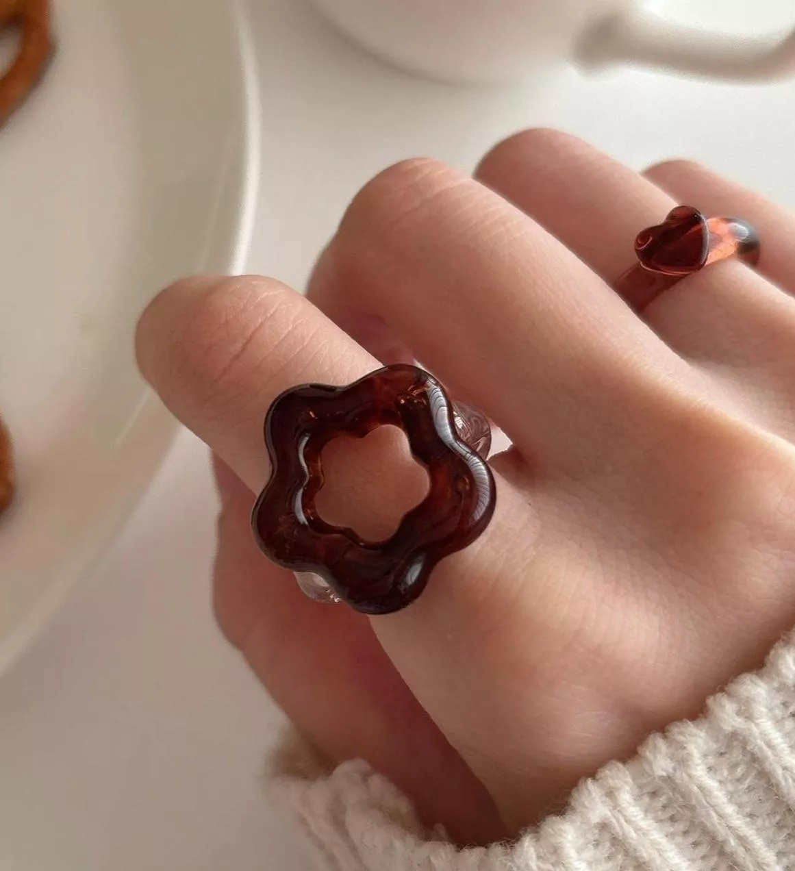 預購🇯🇵日本 Soufflé Flower 泡泡之花✿手工戒｜可可之吻