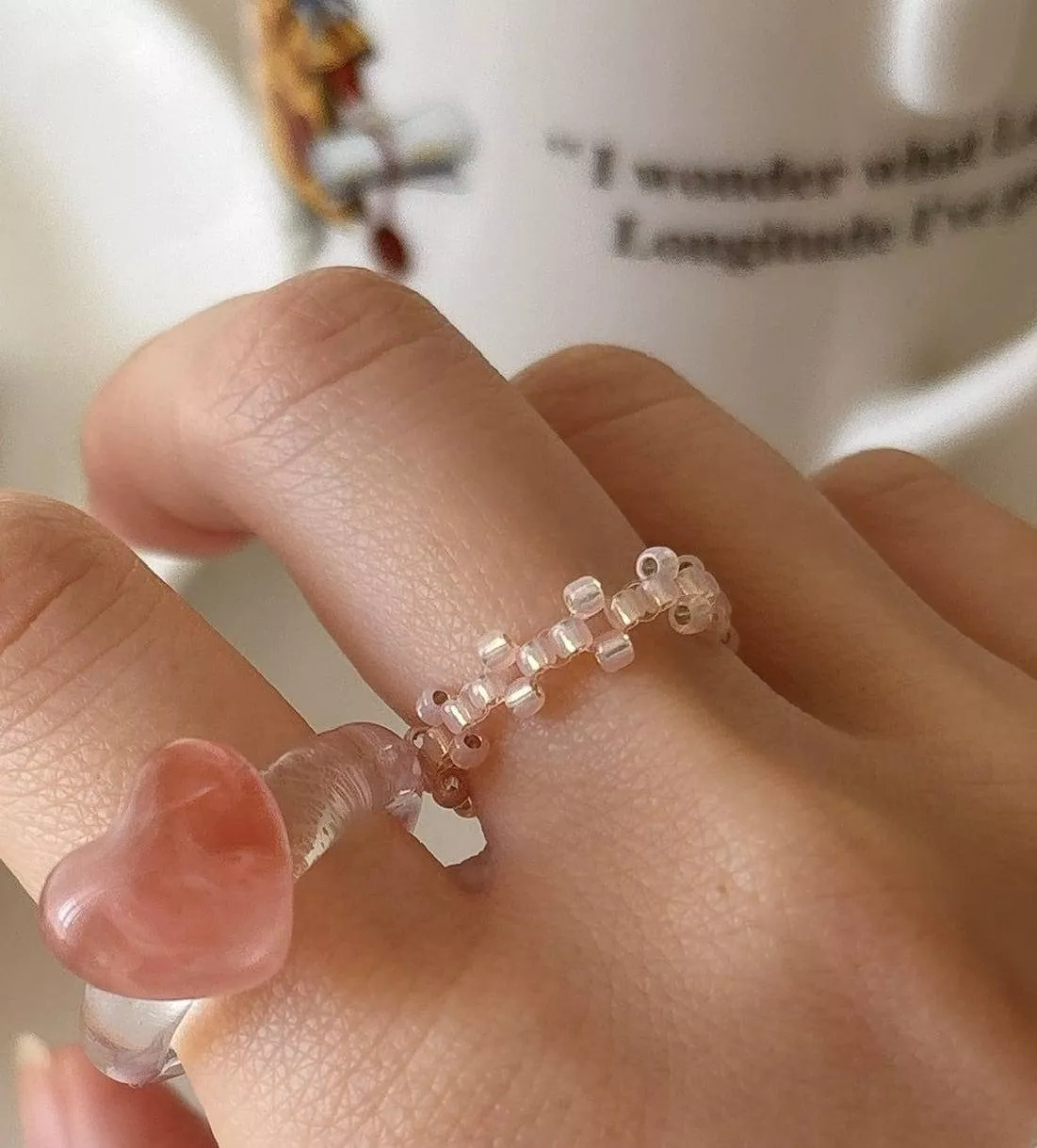 預購🇯🇵日本 Lace Design 專屬配角手工戒｜蜜桃方珠