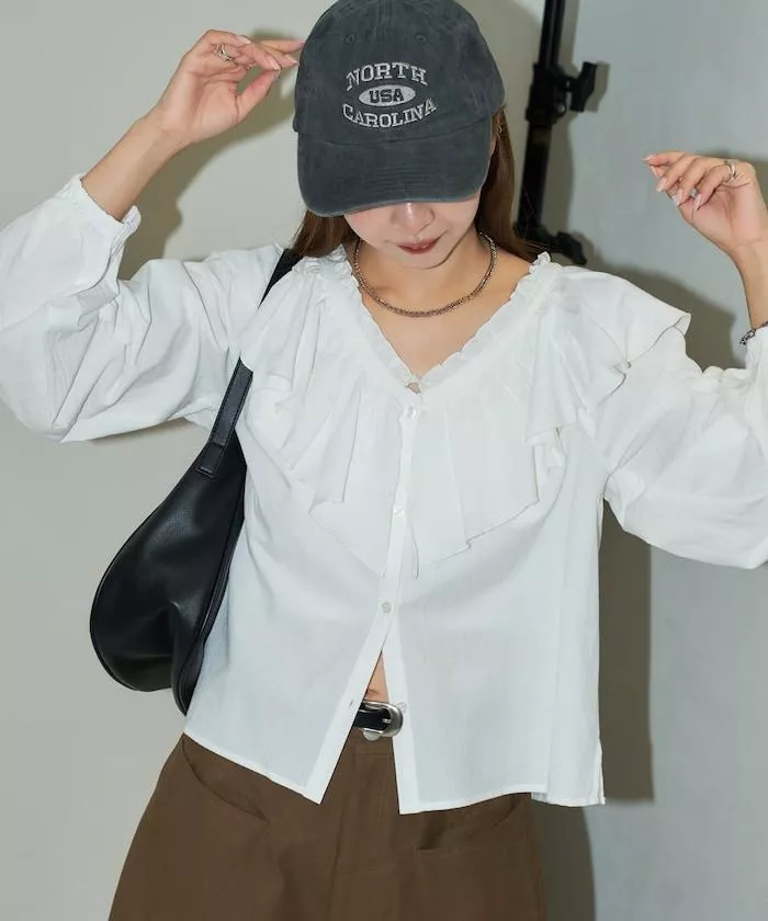 預購🇯🇵Voile 荷葉邊輕透薄紗限量襯衫