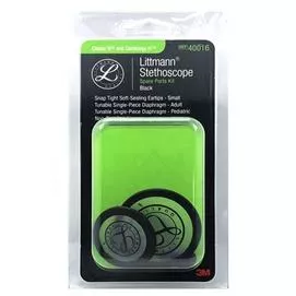 3M™ Littmann® 心臟科精密型聽診器配件組  40016 上下環含薄膜及耳竇組(黑)
