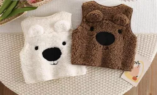 《AB472》立體小熊加厚絨毛背心 (73-110)