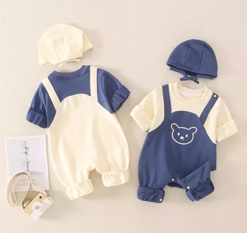 《AB480》韓版拼接假吊帶爬服 (66-110)