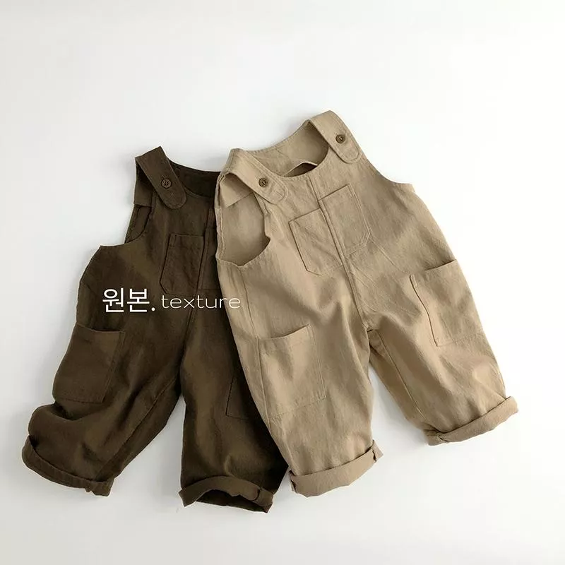 《AB491》高質感口袋復古吊帶褲