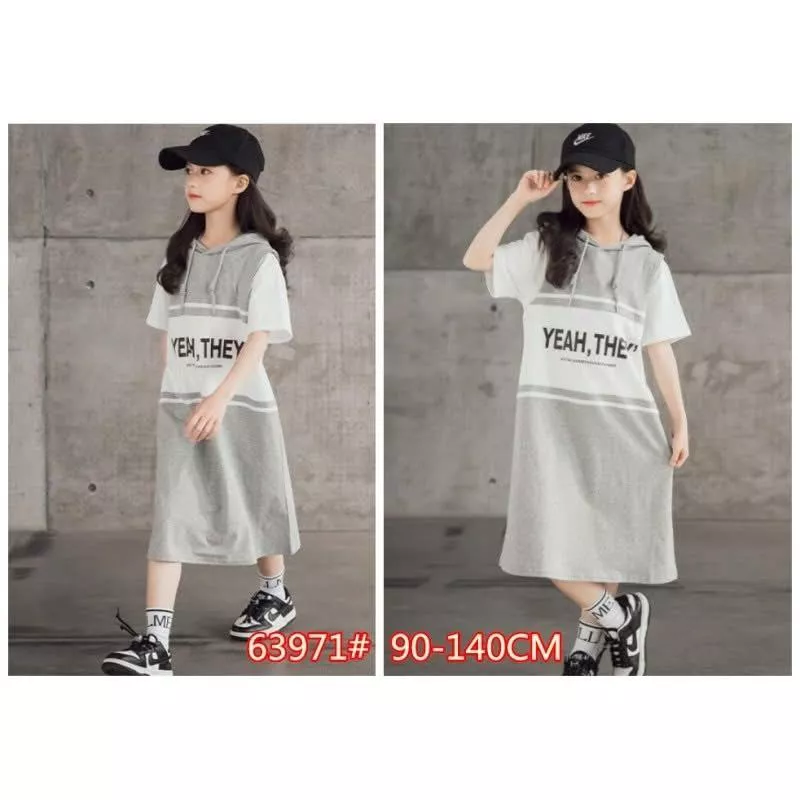 (現貨秒出) 女童連帽字母洋裝