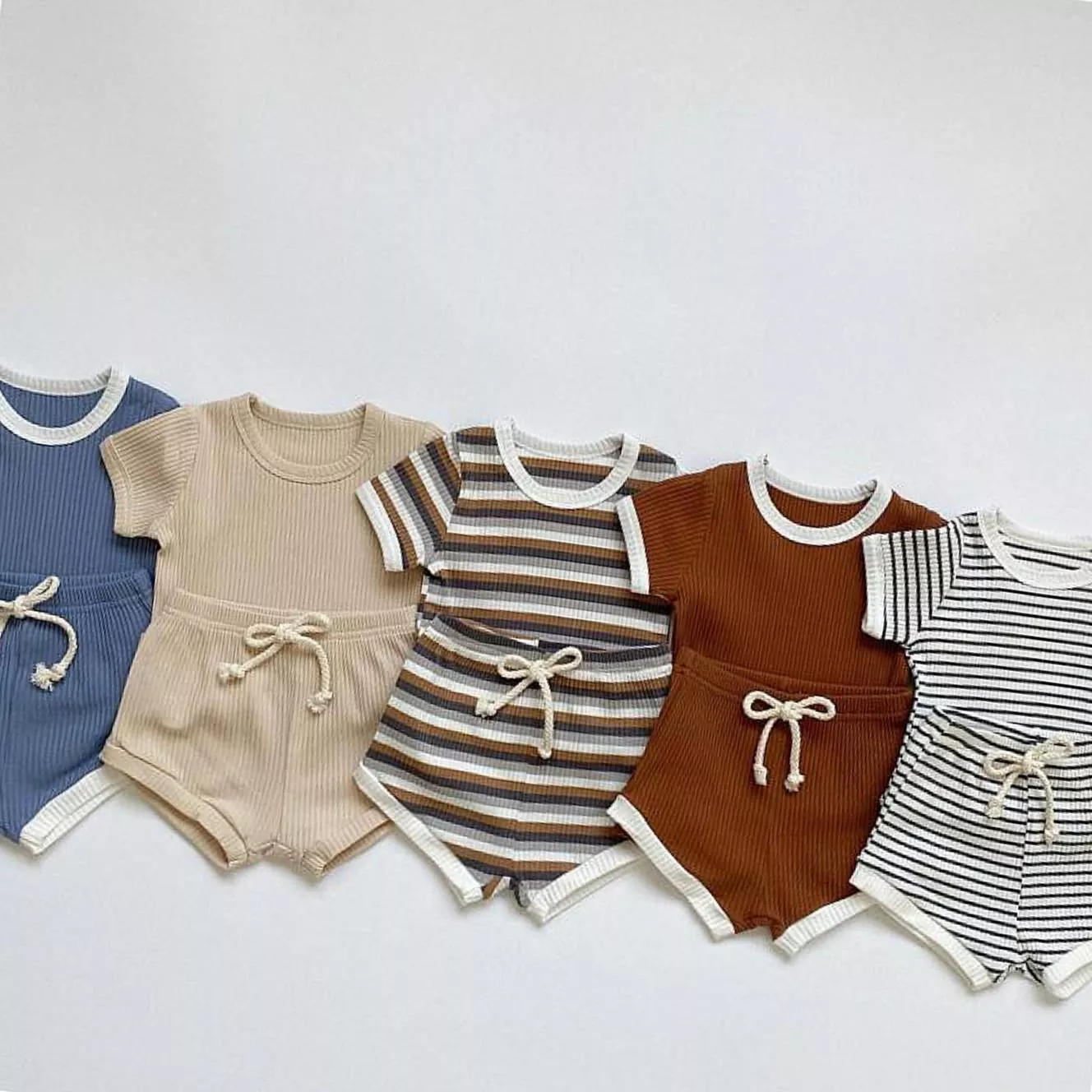 《AB528》預購款-直條紋撞色兩件式套裝