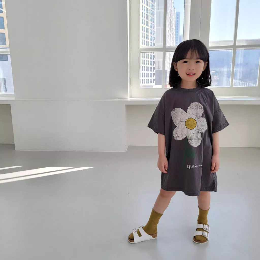 《AB539》正韓花朵長版短袖上衣