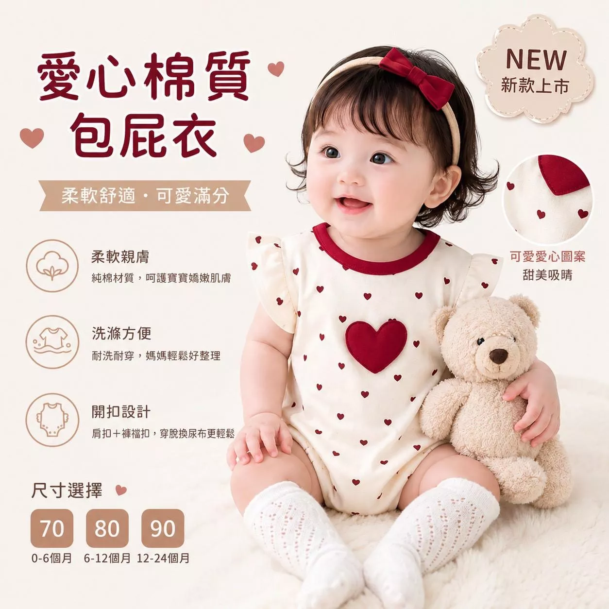 (現貨不用等) 26721 愛心滿板包屁衣
